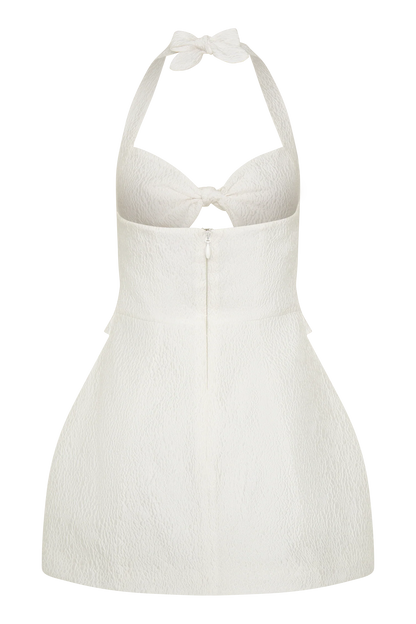 Ella Bow Detail Halter Mini Dress White