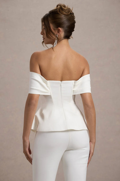 Shai White Tailored Bardot Top