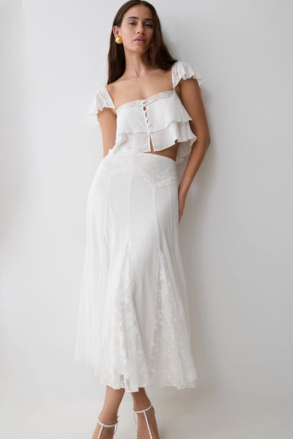 Skylar Lace Sleeveless Crop Top White