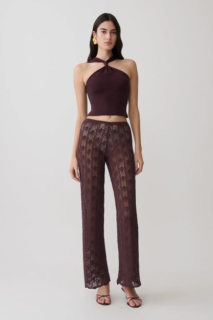 Glinda Crochet Pants Chocolate