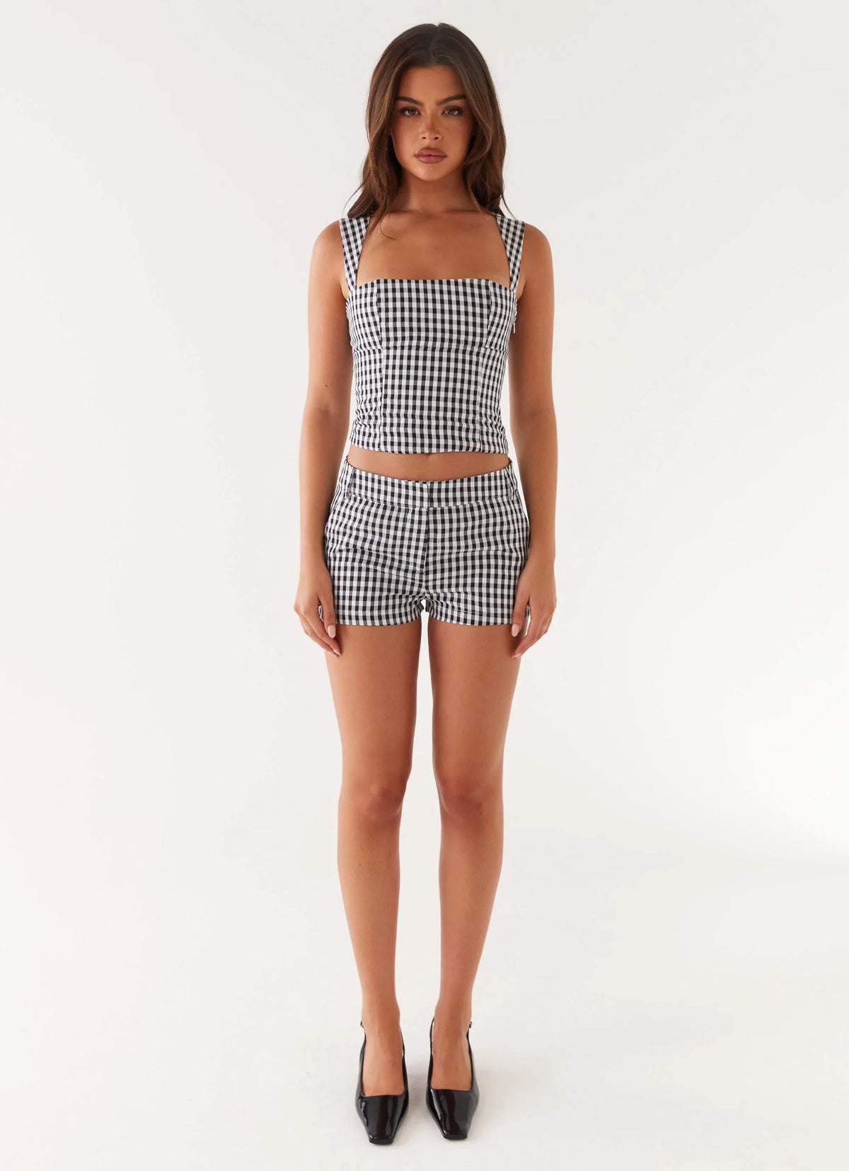 Clayton Tailored Shorts Black Gingham
