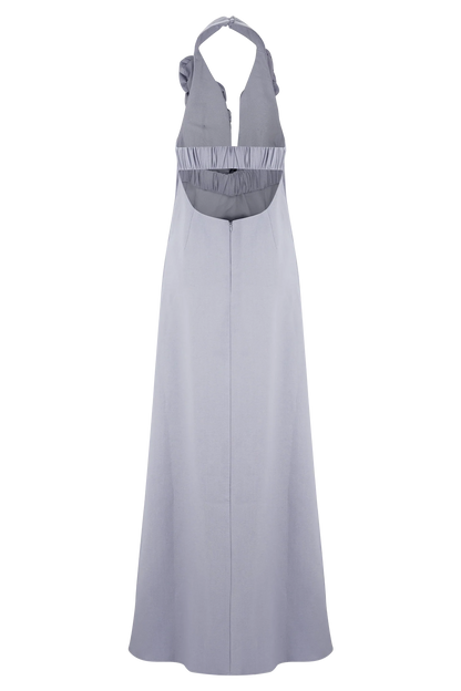 Carolyn Linen Bubble Maxi Dress Misty Blue