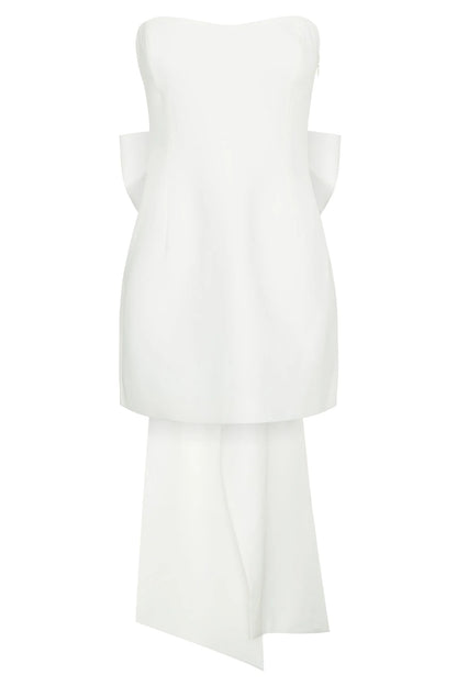 Meredith Strapless Bow Mini Dress White