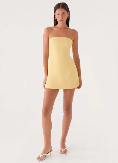 Della Strapless Mini Dress Yellow