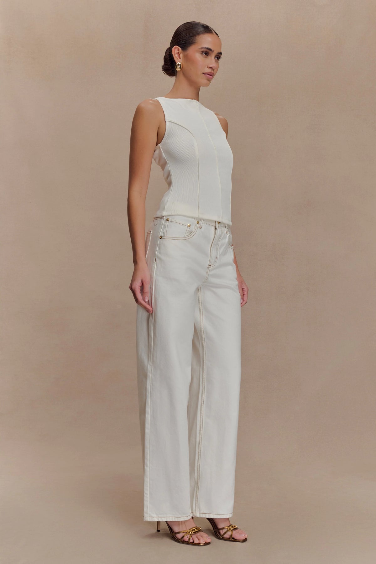 Coraline Panelled Sleeveless Top White