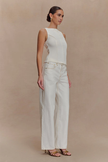 Coraline Panelled Sleeveless Top White
