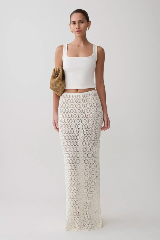 Courtney Crochet Knit Maxi Skirt Ivory