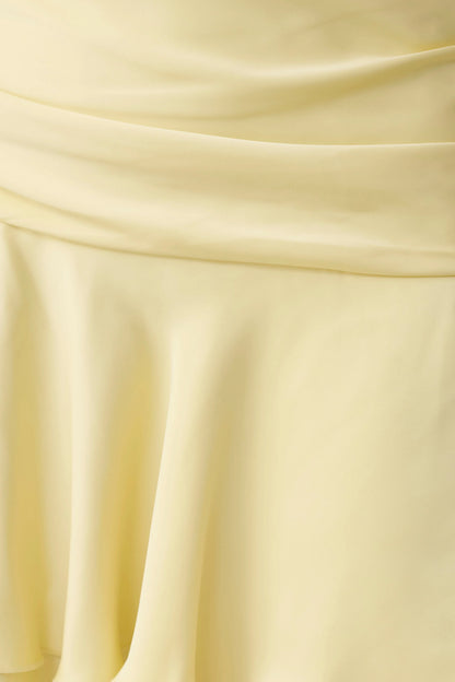 Poppy Satin Halter Mini Dress Lemon