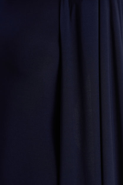 Mimi Navy High Neck Maxi Dress With Cape Sleeve Detail