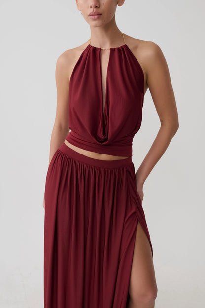 Banks Halter Neck Top With Hardware Wine