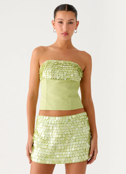 Jennie Beaded Mini Skirt Green