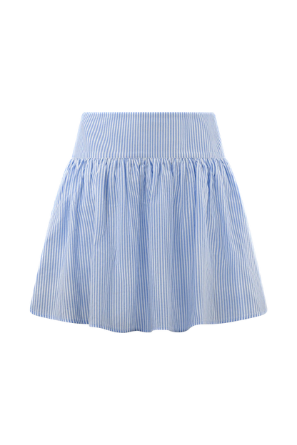 Gretel Hem Mini Skirt Blue Pinstripe
