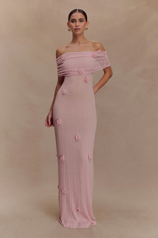 Brynn Orchid Knit Maxi Dress Pastel Pink