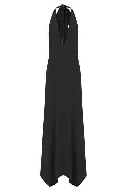 Juliet Slinky Maxi Dress With Scarf Black