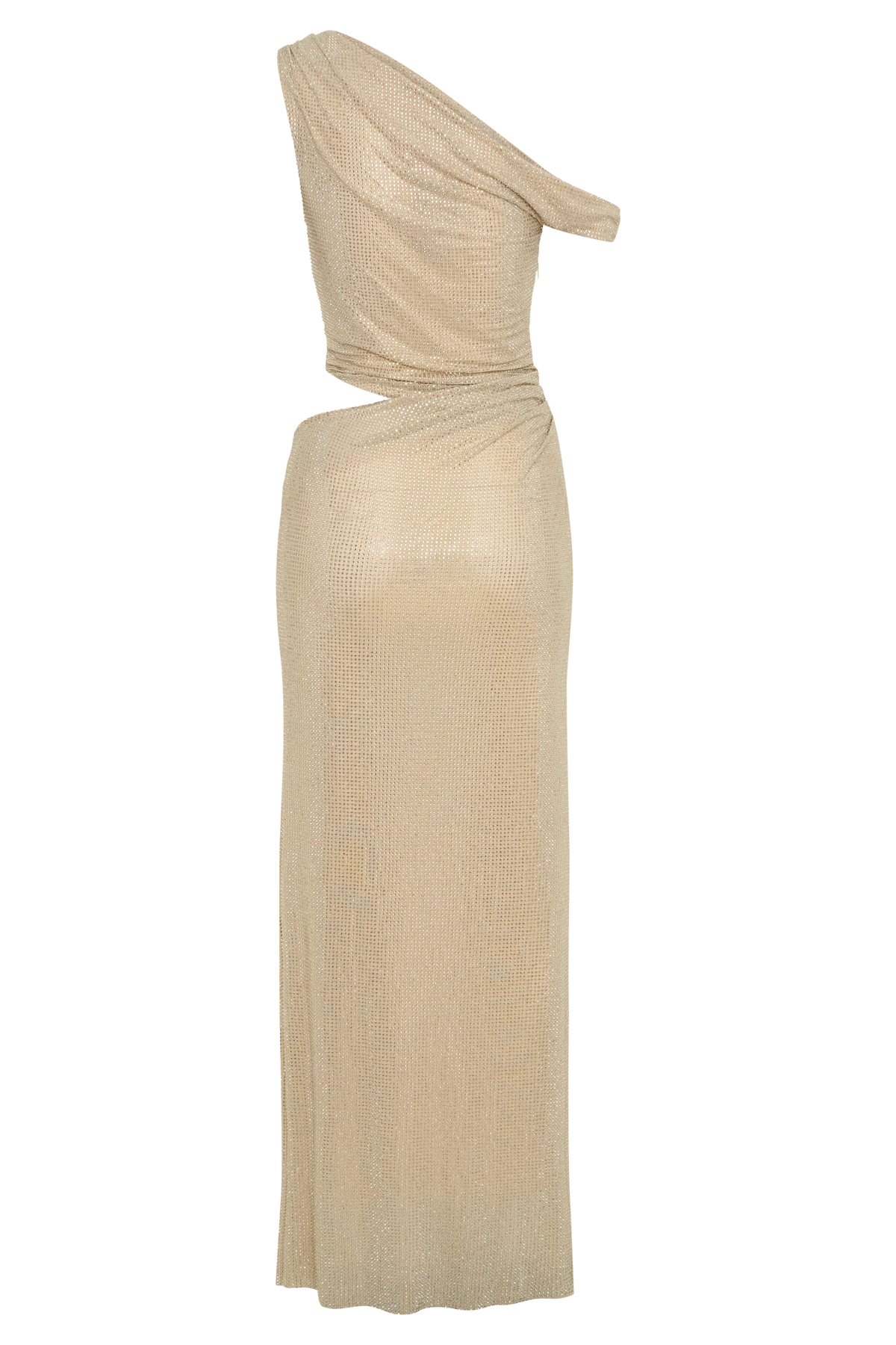 Kenny Diamante One Shoulder Maxi Dress Gold