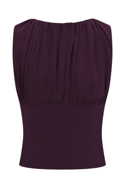 Erina Slinky Open Back Top Aubergine