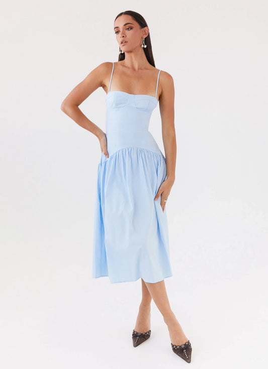 Yvette Corset Midi Dress Blue