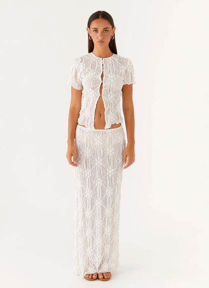 Effortlessly Low Rise Maxi Skirt Ivory