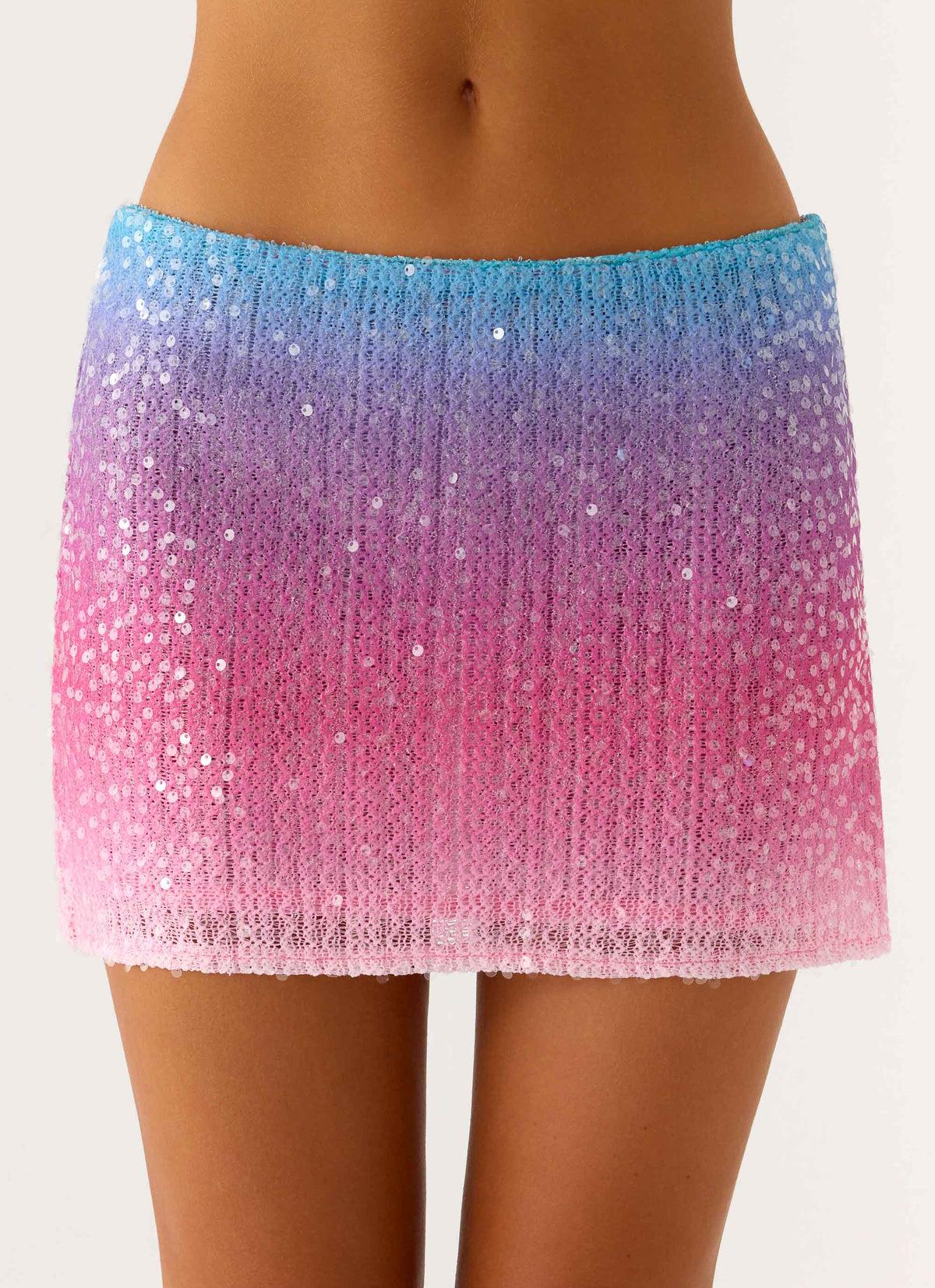 One More Time Sequin Knit Mini Skirt Disco Ombre