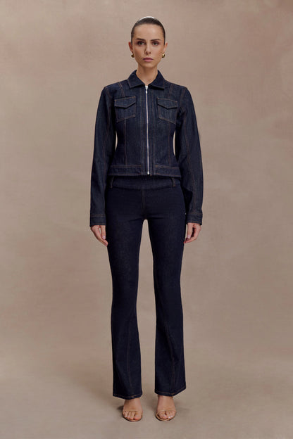 Cierra Cinched Jacket Top Washed Indigo Blue