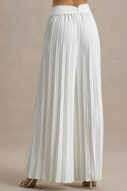 Eclipse Cream Pleated Wide Leg Trousers