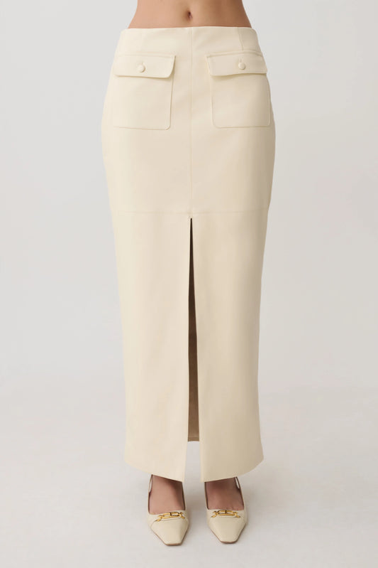 Winslet Faux Leather Maxi Skirt Bone