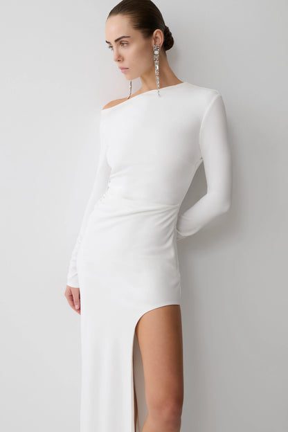 Thalyn Crepe Maxi Dress With Split White