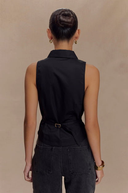 Selene Sleeveless Halter Shirt Black