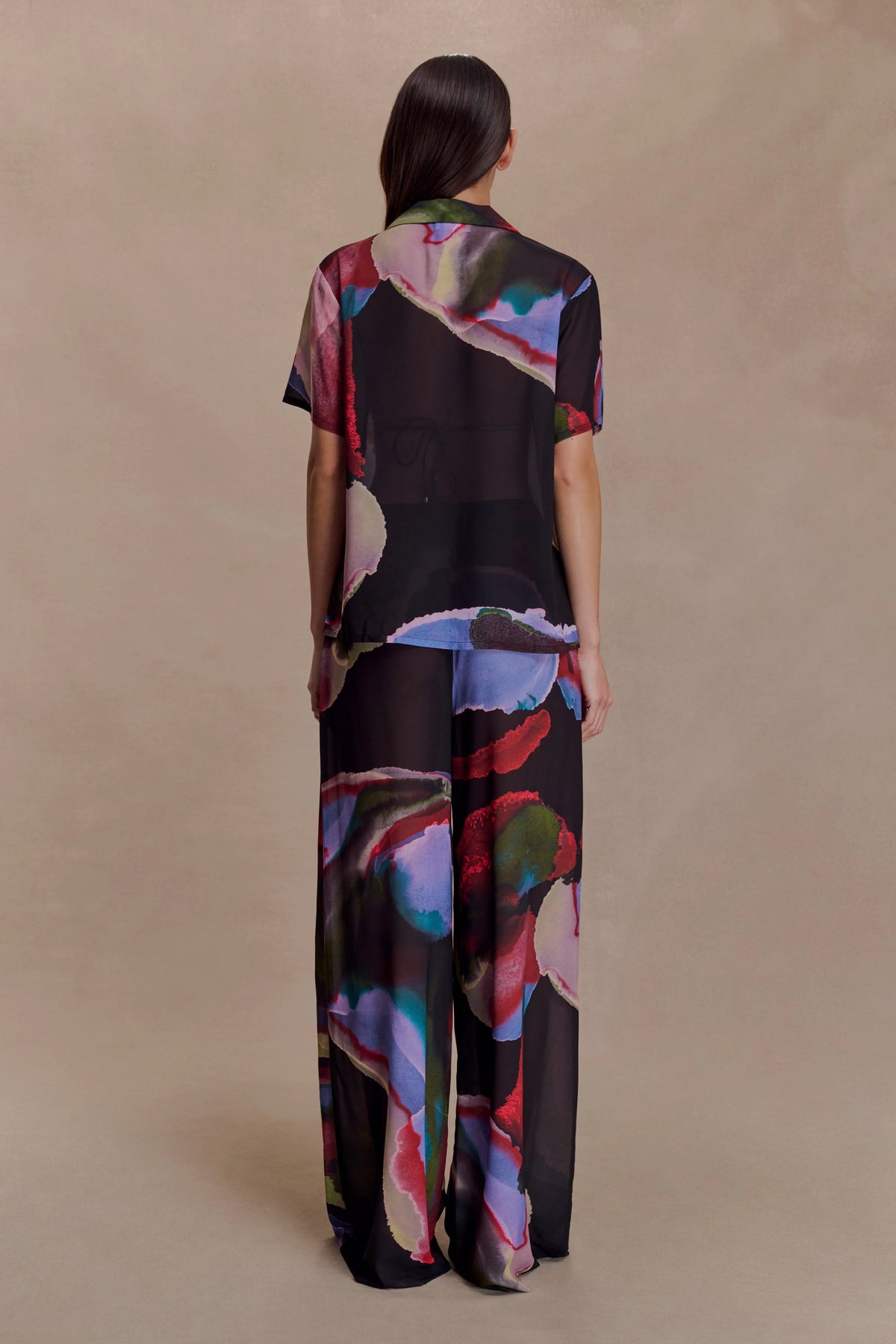 Rachel Chiffon Short Sleeve Shirt Multi Fluid Reverie Print