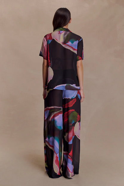 Rachel Chiffon Short Sleeve Shirt Multi Fluid Reverie Print