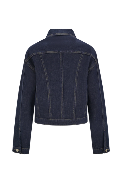 Kirra Cinched Denim Jacket Washed Indigo Blue