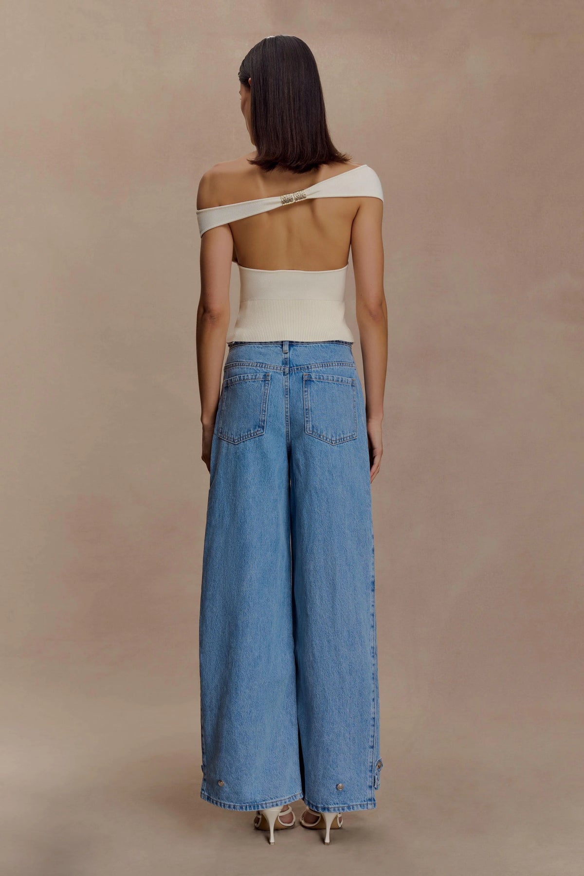 Carley Off Shoulder Knit Top Ivory
