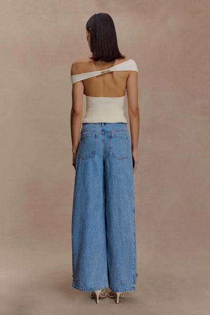 Carley Off Shoulder Knit Top Ivory