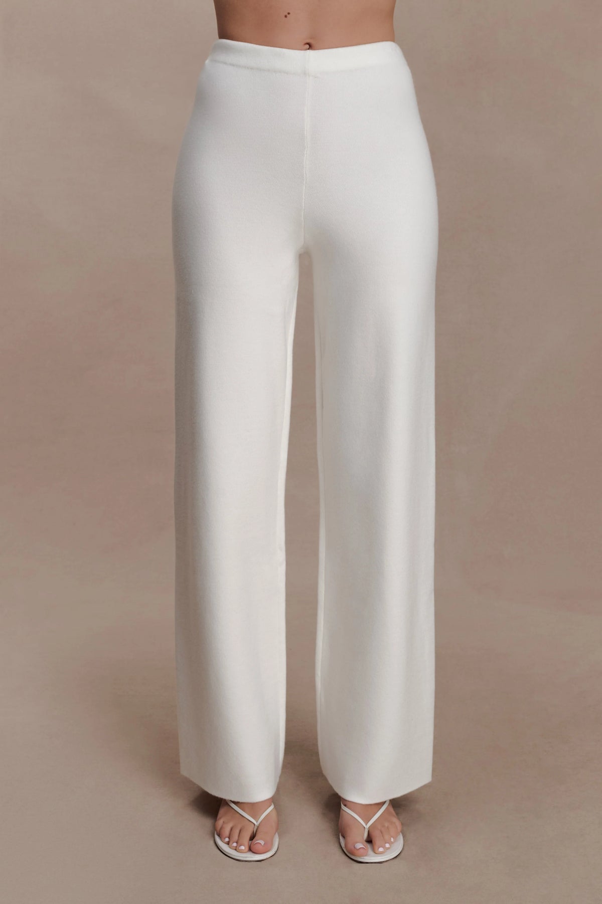 Kerrymae Straight Leg Knit Pants Off White