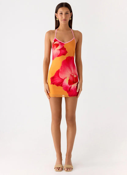 Yura Mini Dress Orange Floral Spritz