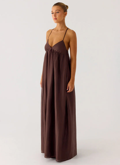 Losario Maxi Dress Cool Chocolate