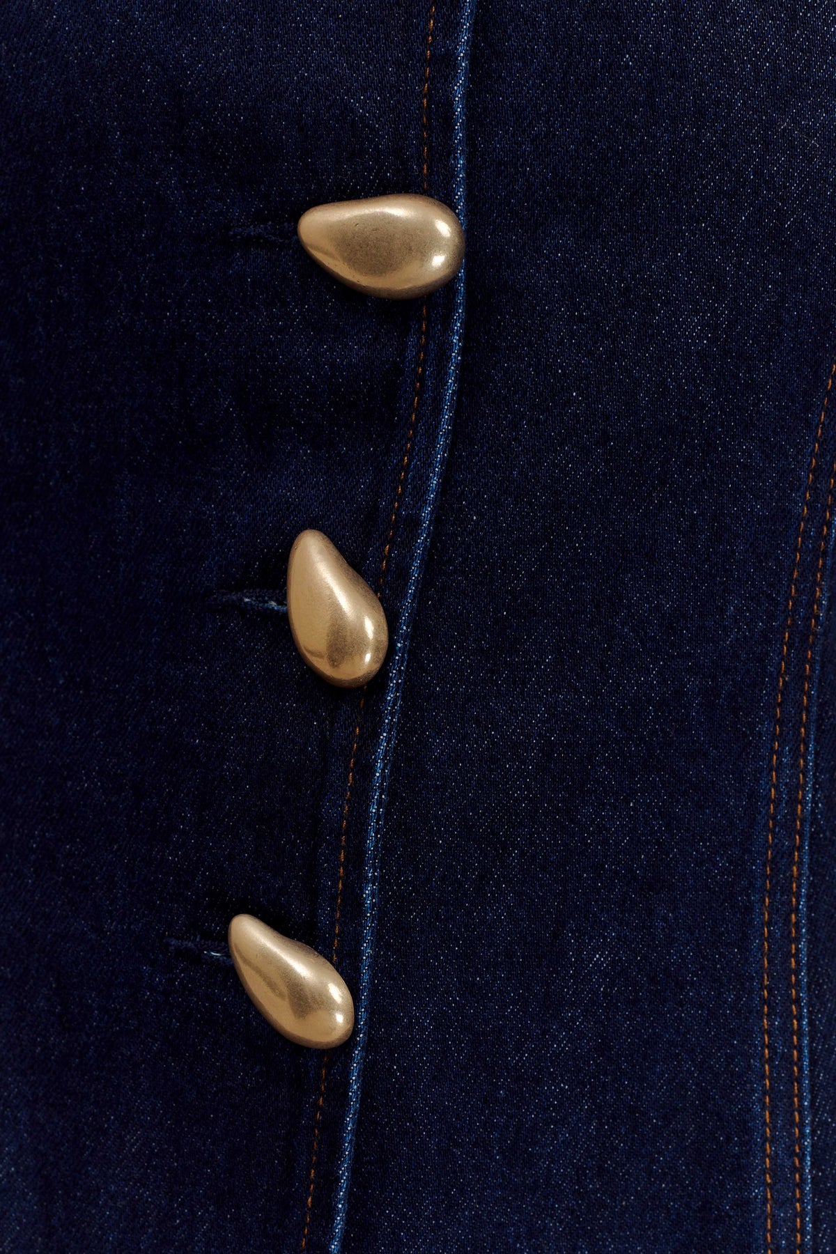 Lennox Strapless Long Line Button Top Indigo Blue