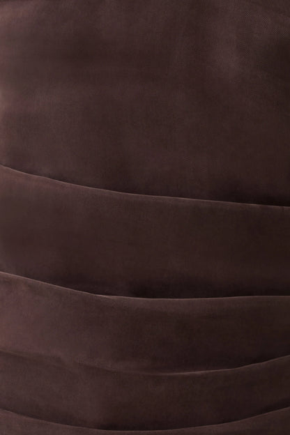 Daniela Ruched Halter Top Dark Chocolate