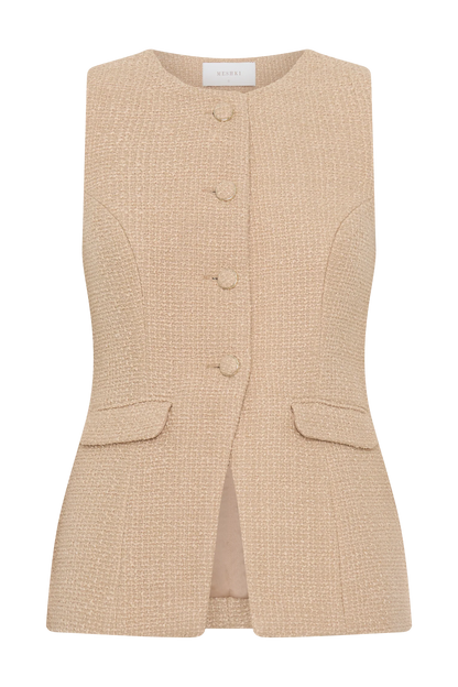 Camilla Boucle Sleeveless Vest Light Taupe
