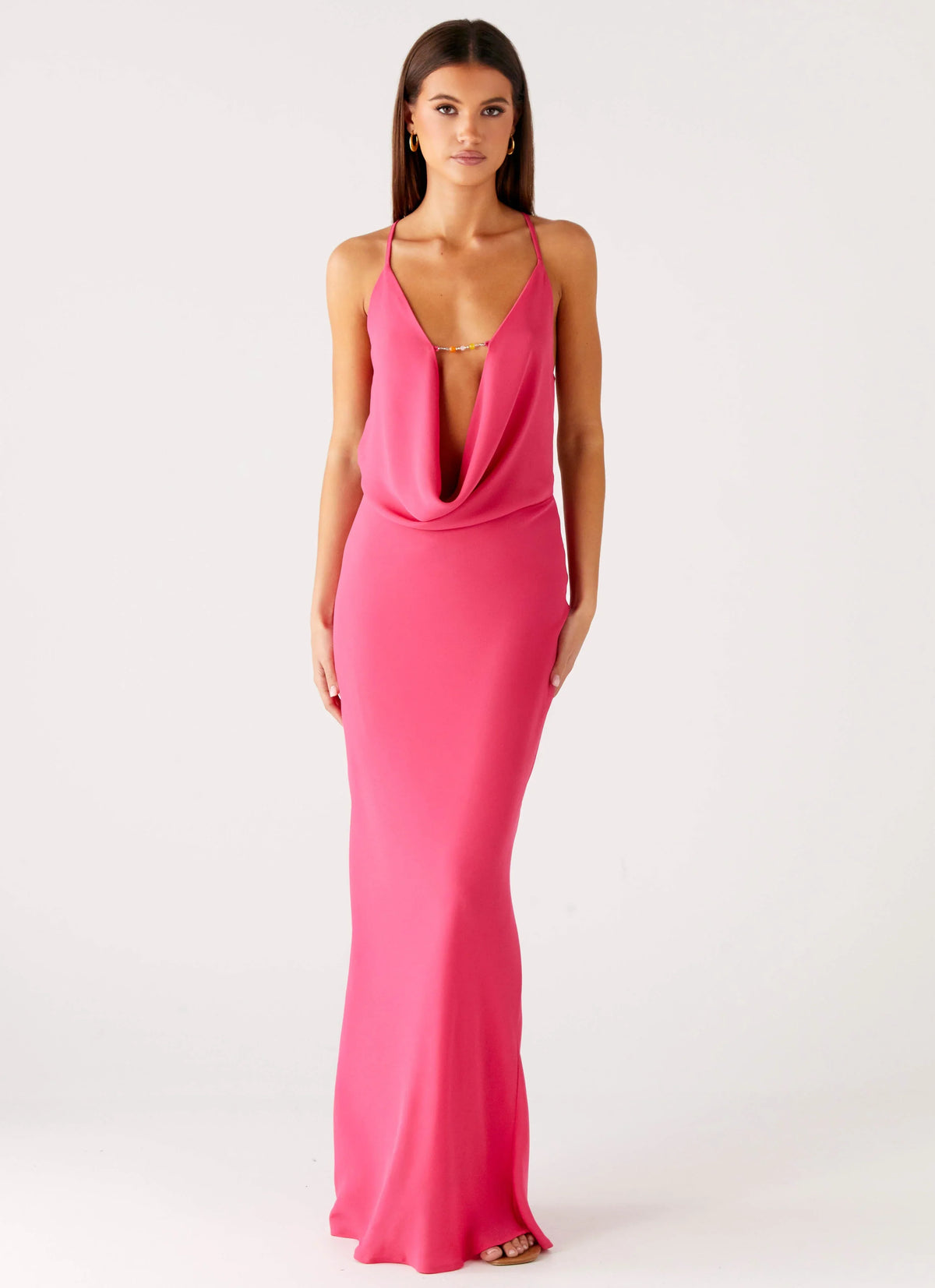 Pure Heart Cowl Maxi Dress Fuchsia