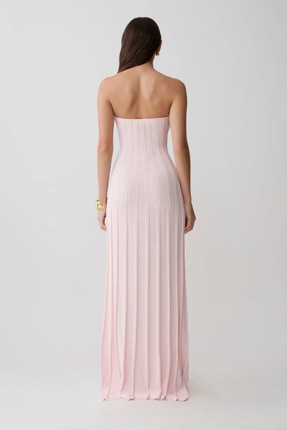 Pia Ribbed Strapless Maxi Dress Baby Pink