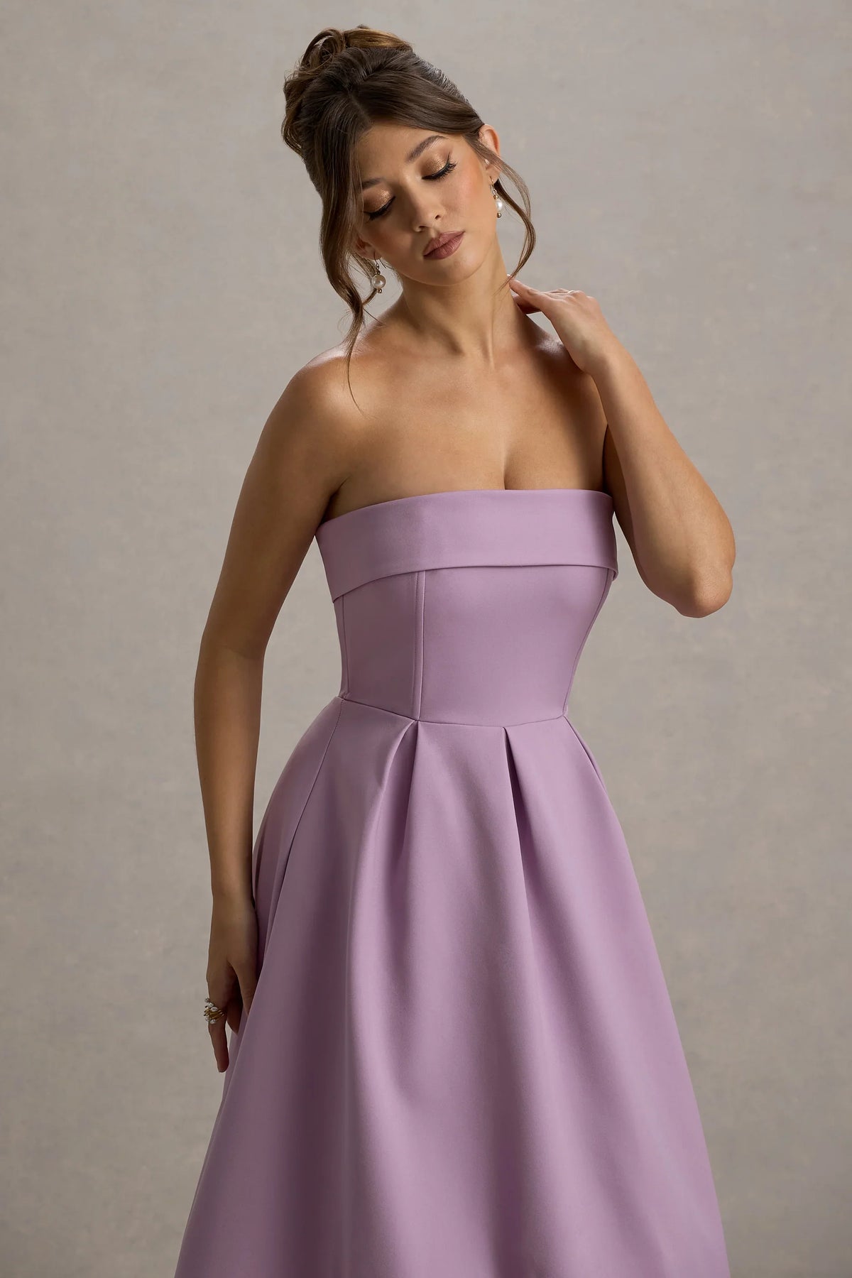 Annalise Lilac Bandeau Skater Midi Dress