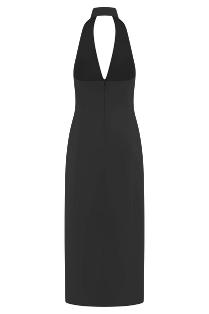 Simona Halter Neck Midi Dress Black