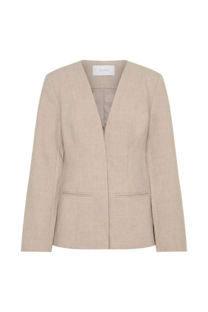 Solenne Collarless Suiting Blazer Natural Marle