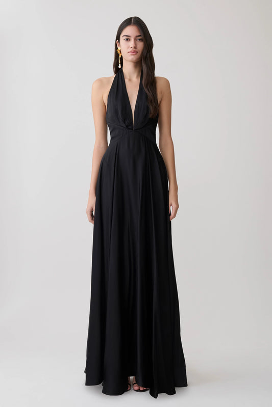 Rebecca Halter Buttoned Maxi Dress Black