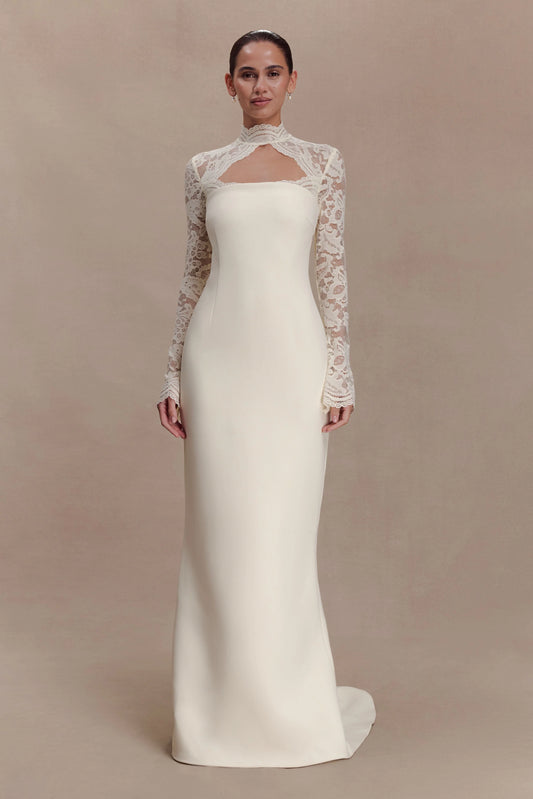 Aurelie Long Sleeve Lace Maxi Dress Ivory