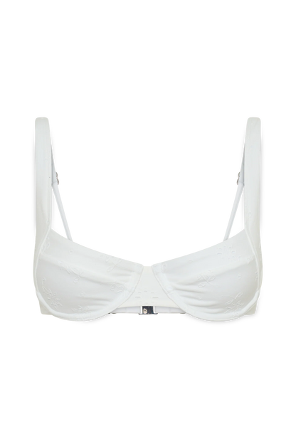 Abra Underwire Apex Bikini Top White Textured Fabric