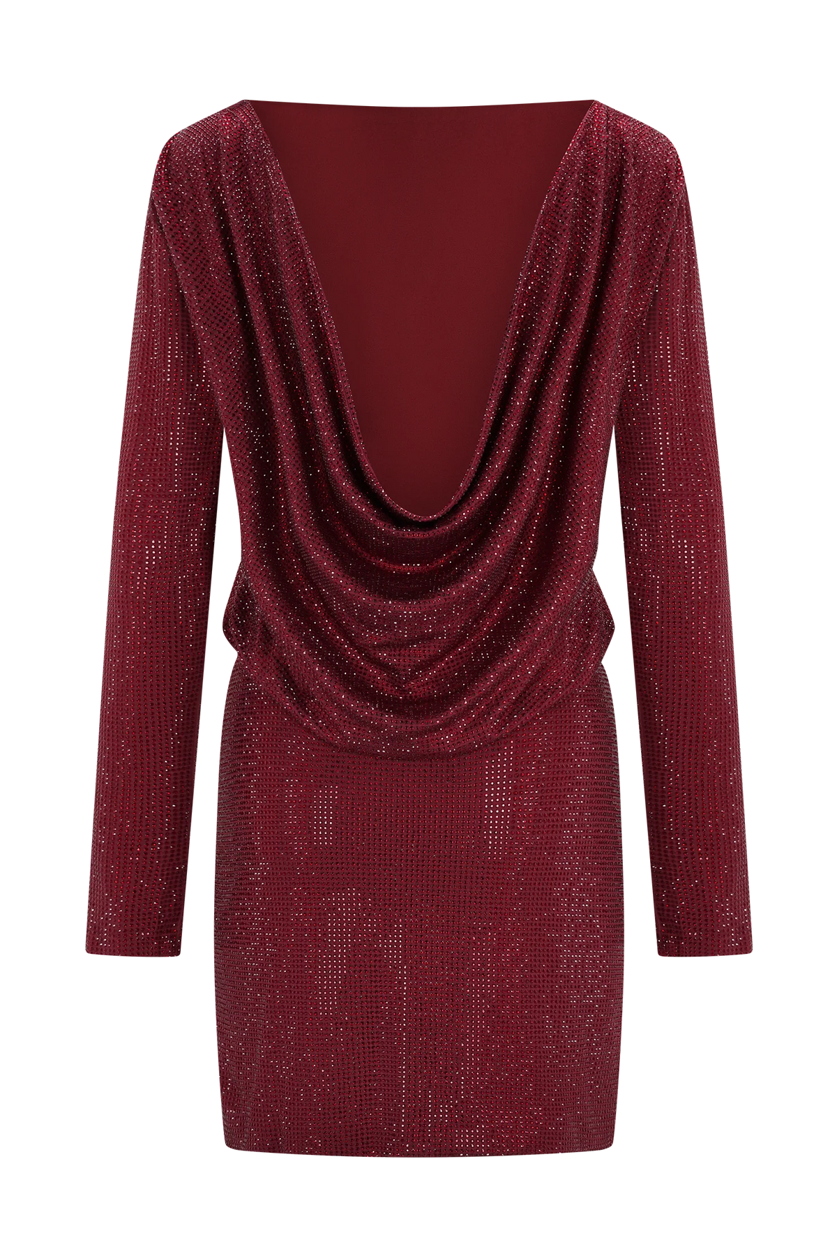 Darius Diamante Cowl Mini Dress Wine