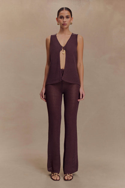 Malani Wide Leg Knit Pants Chocolate