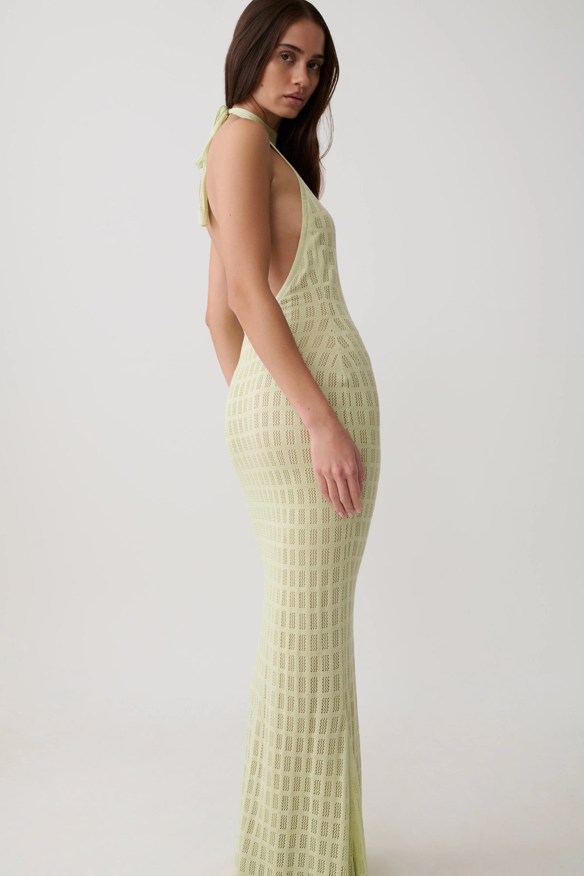 Hayley Halter Knit Maxi Dress Seafoam